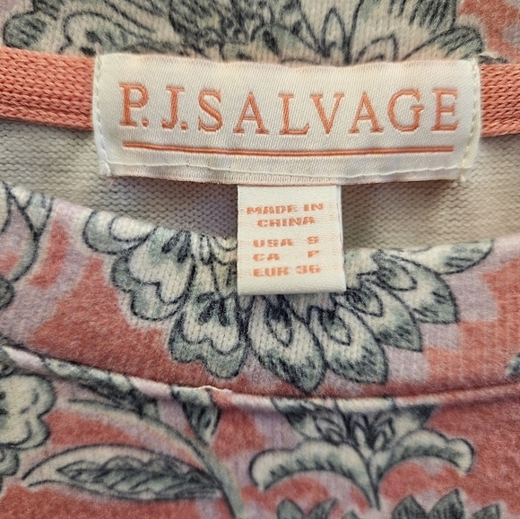 PJ Salvage Paisley Coral Pajama Top NEW Womens Small - Picture 3 of 6